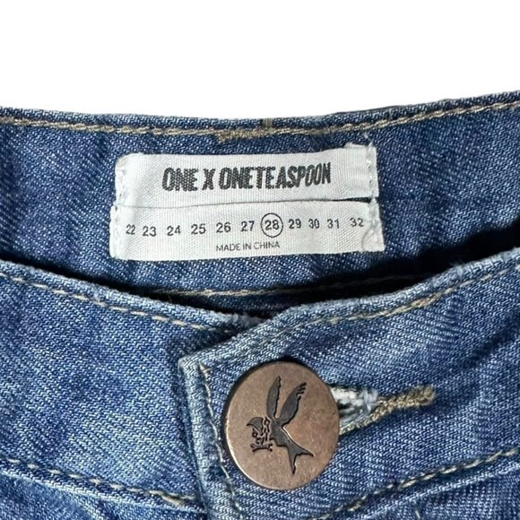 ONE x One Teaspoon | Hawks High Waisted Denim Shorts - Picture 3 of 9